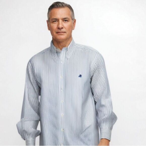 Brooks Brothers Men's Blue Striped Button Down Shirt - L‎ - Picture 1 of 11